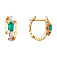 Серьги из золота с зелёными агатами Зелёная дымка 11438