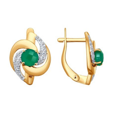 Серьги из золота с зелёными агатами