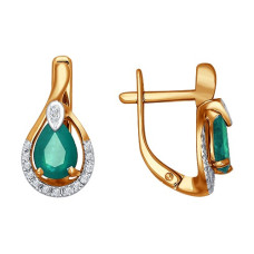 Серьги из золота с зелёными агатами