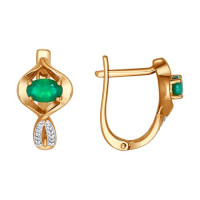 Серьги из золота с зелёными агатами 18318