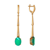 Серьги из золота с зелёными агатами 11222