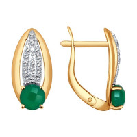 Серьги из золота с зелёными агатами 9591
