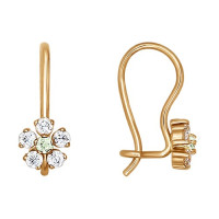 Серьги из золота с зелеными фианитами 