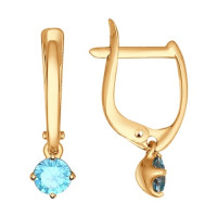 Серьги из золота с зелеными фианитами 17680
