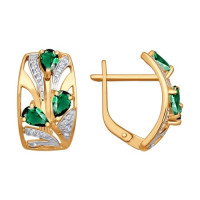 Серьги из золота с зелеными фианитами Искусство роскоши