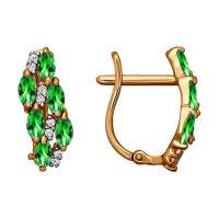 Серьги из золота с зелеными фианитами Классическое изящество природы