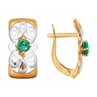 Серьги из золота с зелеными фианитами 8468