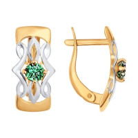 Серьги из золота с зелеными фианитами 8461