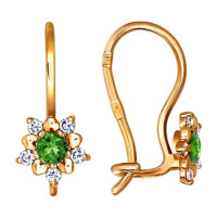 Серьги из золота с зелеными фианитами 18495