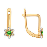 Серьги из золота с зелеными фианитами 18467