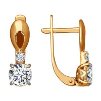 Серьги из золота со Swarovski Zirconia Нежное сияние 2852