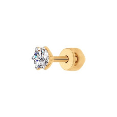 Серьги одиночные из золота с фианитом