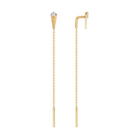 Серьги-продевки из золота с фианитами 