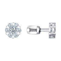 Серьги-пусеты из белого золота с бриллиантами 