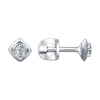 Серьги-пусеты из белого золота с бриллиантами Luxe Elegance 17006