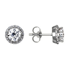 Серьги-пусеты из белого золота со swarovski zirconia