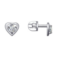 Серьги-пусеты из белого золота со Swarovski Zirconia 