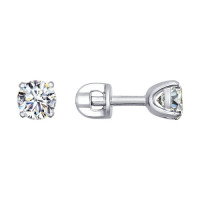 Серьги-пусеты из белого золота со Swarovski Zirconia Деликатный Блеск 16890