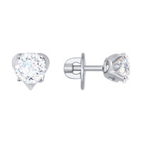 Серьги-пусеты из белого золота со Swarovski Zirconia 