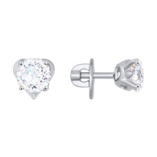 Серьги-пусеты из белого золота со Swarovski Zirconia