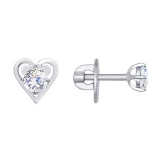 Серьги-пусеты из белого золота со Swarovski Zirconia