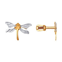 Серьги-пусеты из золота с алмазной гранью 17156 - Искусство грани в каждом украшении