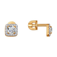 Серьги-пусеты из золота с фианитами 15584