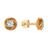 Серьги-пусеты из золота с фианитами 16817