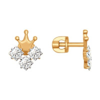 Серьги-пусеты из золота с фианитами 