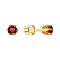 Серьги-пусеты из золота с гранатами 