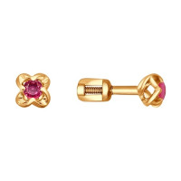 Серьги-пусеты из золота с рубинами 17136