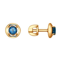 Серьги-пусеты из золота с топазами 