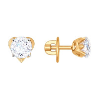 Золотые серьги-пусеты со Swarovski Zirconia 