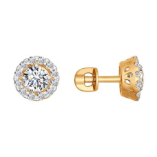 Серьги-пусеты из золота со Swarovski Zirconia