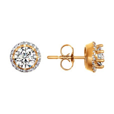 Серьги-пусеты из золота со swarovski zirconia