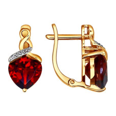 Серьги с гранатом и фианитами
