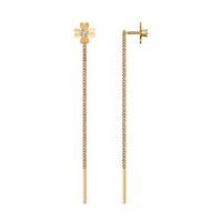 Золотые серьги-цепочки с алмазной гранью и фианитами: Искрящиеся в лучах света