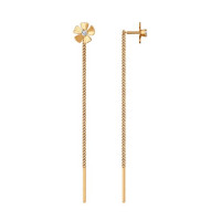 Серьги-цепочки из золота с алмазной гранью и сияющими фианитами для эффектного образа 17260