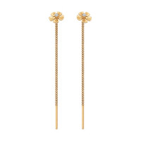 Серьги-цепочки из золота с алмазной гранью и нежными фианитами, вечерняя искра 17259