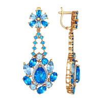 Шикарные длинные серьги с топазами Swarovski