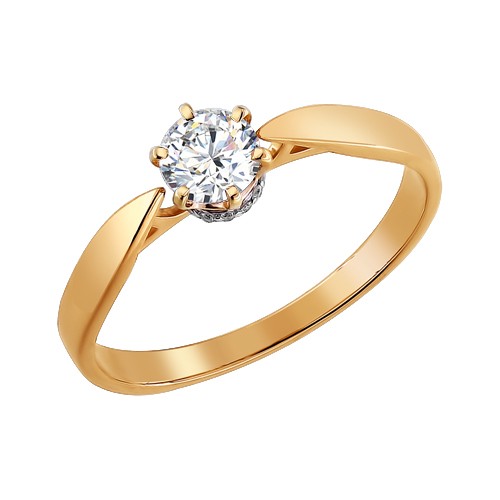 Помолвочное кольцо c бриллиантом из золота 585 пробы